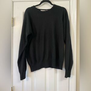 Vintage Lambswool/Angora Blend Basic Quiet Luxury Travel Black Sweater:Snow Ski
